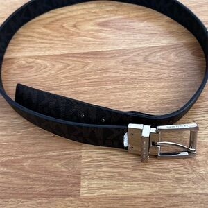 MICHAEL Michael Kors Dark Belt with Metallic Buckle
